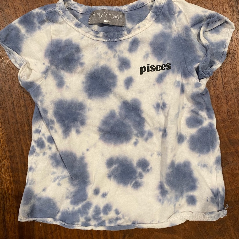 Grey Vintage Pisces 18 month old Tie Dye T-Shirt
